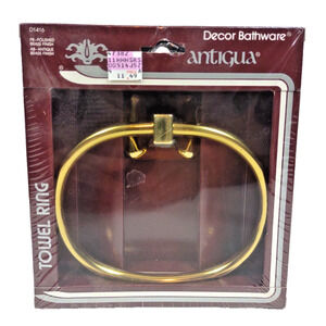 Antigua Antique Franklin Polished Brass Towel Ring Rack New Sealed MCM Decor